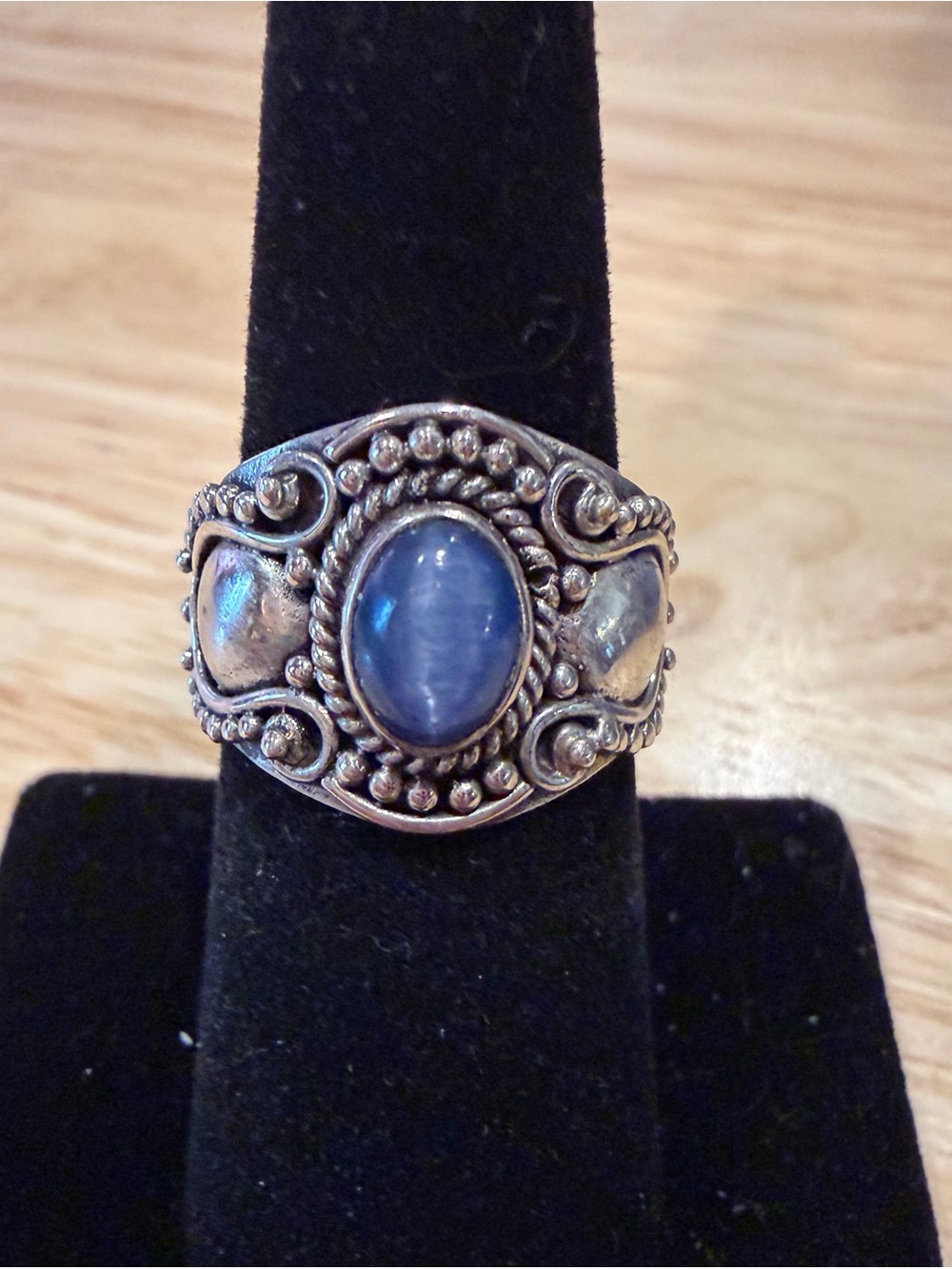 Sterling Silver Tanzanite Ornate Ring.